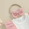 Rompers 0-18 месяцев детские девочки для боди платье с контрастными цветами ребра