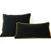 Brun Yellow Edge Velvet Black Cushion Cover Base de taies d'oreiller COUVERTURE DE L'AILAIRE NO BOLLINGUP DÉCOR HOME SANS FARME5614592