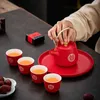 Tee -Sets Haushalt rot Keramik Tea Pot Set Boutique Teekanne und Tasse Set Customized Tea Sets Geschenke handgefertigtes Teebechzubehör Accessoires