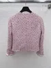 Giacche da donna 2024 Spring Summer Girl Clover Pink Button Round Neck Round Wool Woman Long Maniche