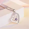 Chaines Purple Zircon Love Gravure Pendant Collier Bijoux Femme Femme Mère petite amie Femme Sœur Clicule Chaîne Sending Send