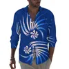Herren lässige Shirts Custom großes Business -Shirt Polynesian Stamm Design Aloha Hawaiian Long Sleeve
