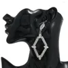 Studörhängen överdrivna ihåliga rektangulära strass modedesign dingle kvinnors smycken trendiga samling öron
