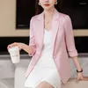 Damespakken Formele elegante Blazers Jackets jas halve mouw voor vrouwen professioneel lente zomer kantoorwerk draagt ​​uit het werk plus size