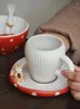 Mokken Red Mushroom Cup en schotel set cartoon keramische mok drinken grappig mooi cadeau voor meisjes