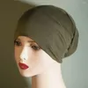 Berets Baumwolle weibliche Stirnbandkappen Feste Farbe Weichkopf Wrap Lockige Haarpflege Kopftuch gestrickter Kappe Frauen