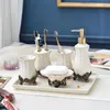Flytande tvål dispenser 1 st keramik vit lotion flaska europeisk stil gurgle kopp hållare tandborste hem badrumstillbehör leveranser