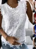 Summer Fashion Ladies Lace Jacquard Sleeseless Casual Women Vintage T-Shirt S-5xl Vesto Floral Camisole Halter Top 240423