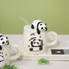 Кружки милый мультипликационный панда керамика кружка 400 мл с крышкой и ложкой кофейное молоко