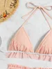 Dames badmode 3 stuks bikini set met rokdas snaar string string pak dames zwempak vrouwelijk strand slijtage dame zomer