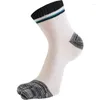 Chaussettes de sport à cinq doigts pour hommes, en coton, à rayures, Tube central, Business, basket-ball, automne-hiver, 2024