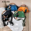 Bag ACELURE Solid Color Wide Strap Shoulder Bags For Women Fashion PU Leather Handbags Female Crossbody Ladies Shopping Purse