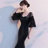 Partykleider elegantes Kleid Frauenkleidung Feste Farbe Spleißen Trompetenhülle Pailletten langer Fischschwanztemperament Abendkleid M394