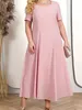 Basic Casual Dresses Two dresses womens spring and autumn embroidered floral long dress used for wedding guests and parties plus size womens clothingL2405