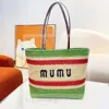 Соломенная Mui Mui Bag Shop Mope Большой тотация дизайнер пляжная сумка женщина летняя роскошная полоса Раффиас плеч