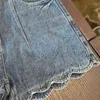 Dames shorts schattige golvende rand denim dame zomers hoge taille slanke korte broek