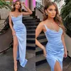 Robe de bal de sirène bleu sexy