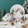 Plates Dish And Plate Cutlery Christmas Set Kitchen Dressing Storage Jar Family Salad Bowl Teapot Ceramic Steak Flat