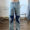 Jeans pour hommes en vrac vintage étoile hétéro-pantalon cowboy avec imprimé rétro hip hop grunge y2k pantalon lavé baggy déchiré punk l 240428