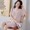 Dames slaapkleding plus maat korte mouw sexy kant v-neck modal nachthowns voor vrouwen zomer Koreaanse schattige nachtjurk nachtdress nachtjapon