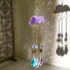 Dekorativa figurer Faux Crystal Cloud Wind Chime Golden Color Chain Sun Catcher Shiny Rhinestones Chimes Pendant Rainbow Maker Hanging