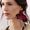 Boucles d'oreilles en peluche zaa surélevée en forme de fleur en métal pour les femmes exagérées à l'huile déposant des pétales de pétales