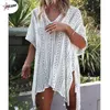 Y2K Aankomst Sexy Beach Cover Up White Crochet Robe de Plage Pareos For Women Swim Wear Saida Praia Beachwear Cover -ups