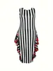 Damskie damskie mody bez rękawów w rozmiarze Czarno -białe sukienki z fishtail w paski 240422