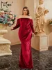 Платья плюс размеры Missord Женская одежда 4xl Burgundy Off Ploudge Velvet Mermaid Evening Promp