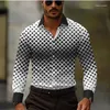 Herren lässige Shirts 16 Styles 2024 Business 3D Printed Shirt formelle Frühlings- und Sommer-Revers-Langarm-Schwarz XS-6xl Stretch