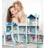Doll House Accessories LED lights DIY doll house 3D assembly toy house boy and girl birthday gift childrens cross house villa dreamy princess castleL2405
