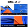 Verdikte slijtvaste zonnebrandgreep Tarpaulin Outdoor Blue Orange Plastic PE Shady Sails Geschikt voor picknickkussensteun 240420
