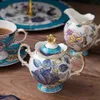 TEAWARE SETS Blue and Gold Tea Set för vuxna 21 Pieces Porslin Tea Cup Set Ceramic Teaware Ceramics Pottery Tools Ceremony Komplett potten