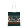 Shopping Bags Custom Greyhound Jumping Canvas Women Portable Groceries Whippet Sihthound Dog Shopper Tote