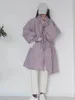 Damesjassen Winter Purple Midden-Length Down Jacket Cotton-Padded Cleren Look Cotton Coat Autumn and