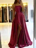 Elegant Dusty Rose Long Prom -klänningar för kvinnor Sexig rygglös sidoslits Satin Evening Party -klänningar Vestidos de Gala 240424