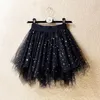 スカート女性スカート夏の不規則なチュールショートスタースパンコールハイウエストAラインミニブラックホワイトイブニングナイトパーティーセクシー