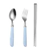 Dinnerware Sets Nordic Style Stainless Steel Spoon Chopsticks Fork Outdoor Travel Portable MealsTool Set