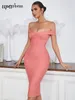 Casual Dresses Upavonu 2024 Sexig kvinnors sommarbandage klänning med axelklipp design bodycon backless afton club party vestidos