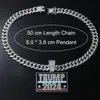 Трамп 2024 Подвесная бриллиантная кубинская сеть Трампа Ожерелье