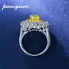 Clusterringe Panyssen Böhmen 925 Sterling Silber Blumenform Citrin High Carbon Diamant Edelstein Big Cocktail Ring Hochzeit Fine Schmuck