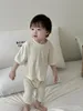 Set di abbigliamento 2024 Summer Baby Short Short Home Set Set Toddler Boy Girl Outfit Casual Outfit Infantito Shorts 2Pcs Suit