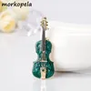 Brosches Morkopela Violin Emamel Pin Fashion for Women Metal Pins Jewelry Scarf Clip Clotle Accessories