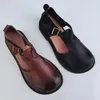 Casual Shoes Summer Genuine Leather Wide Toe Retro British Style Ugly Cute Women's Cowhide Soft Sole Original Handmade