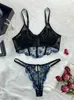 Behas stelt tule lingerie mooie 2 -delige onderkleding set transparant sexy voor vrouwen bloemen borduurwerk erotisch fancy