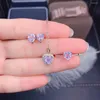 Pendientes de sementales Silver Heart Amethyst Lavender Quartz Women's 925 Sterling Jewelry