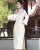 Lässige Kleider sexy Winter Lady Long Cheongsam Dressing Kleid Neuheit chinesischer Stil Kleid Frauen Qipao Slim Party Button Vestido S-XXL