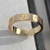 Bandringar 18K 3,6 mm Love Ring V Guldmaterial kommer aldrig att blekna smal ring utan diamanter lyxvarumärke officiella reproduktioner med counter7qcw