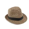 Beretti Summer Men Topper Casual Topper Panama Cappelli Straw 56-58 cm Piccolo brim Fedora da spiaggia in mesh traspirante LM0136