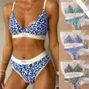 Reggiseni set di lingerie donne senza soluzione di continuità set di basse mutandine leopardo bralette sexy brief vneck sport brassere cotone biancheria intima